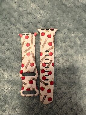 Apple Watch Band - White with Red Apple Print